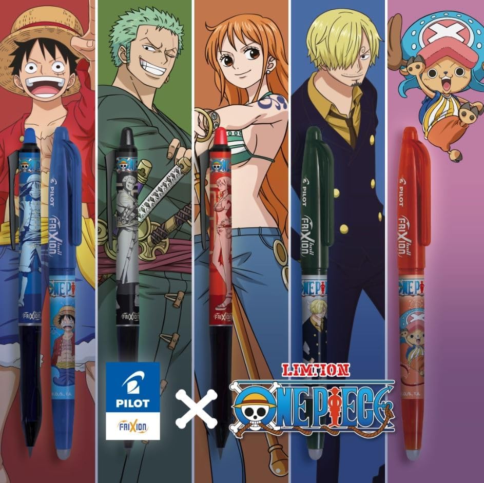Coffret PILOT x ONE PIECE édition limitée avec 3 FriXion Ball, 3 FriXion Ball Plus et 4 stickers – Image 6