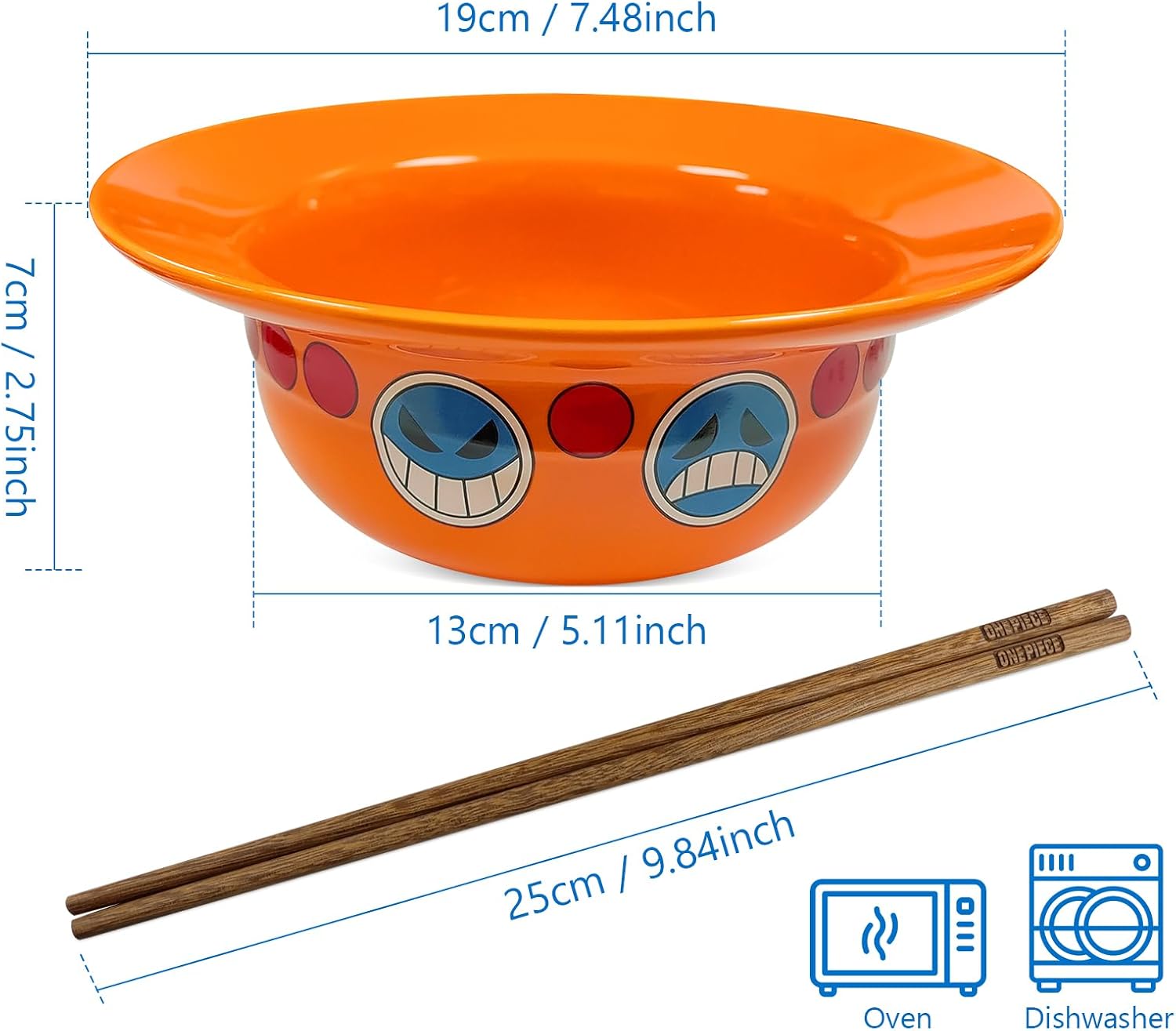 Bol ramen One Piece Ace B avec baguettes – Image 2
