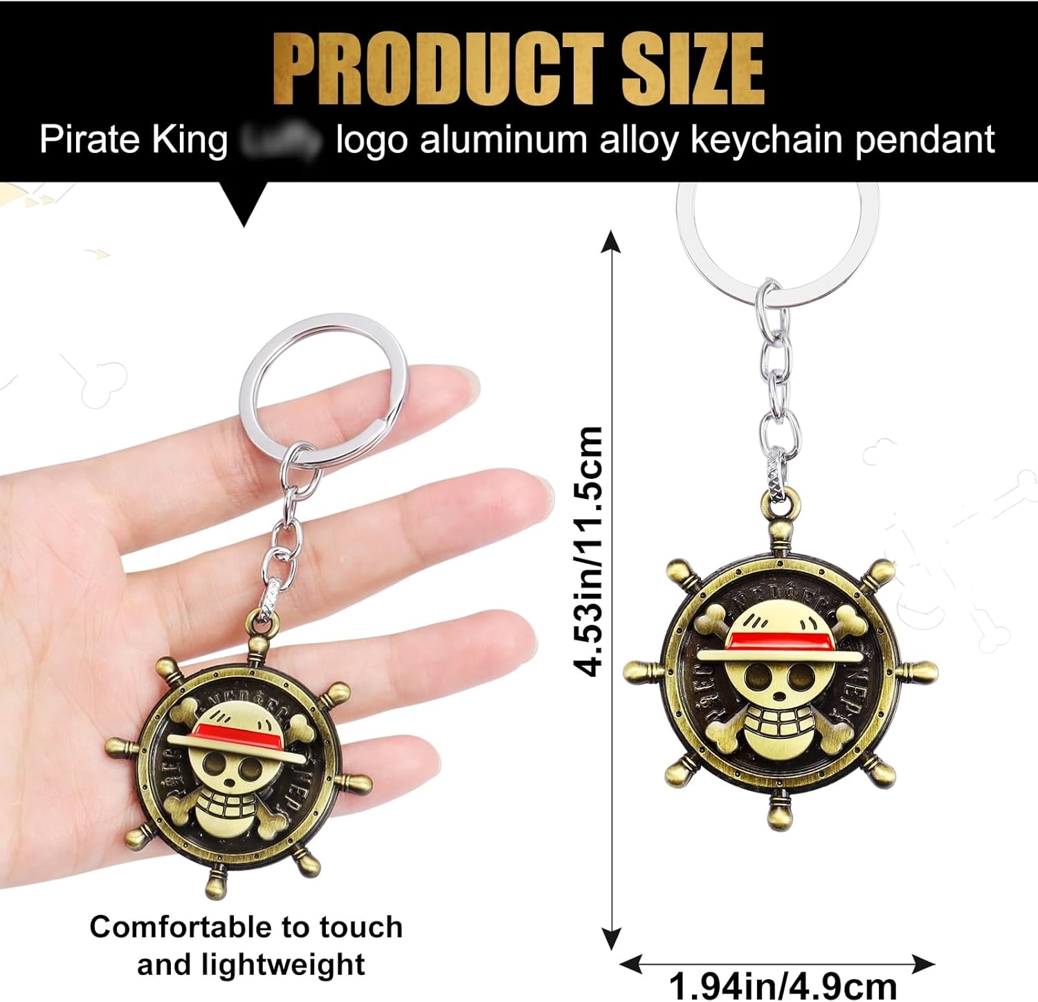 Porte-clés One Piece Luffy à tête de mort pirate marron Medium – Image 2