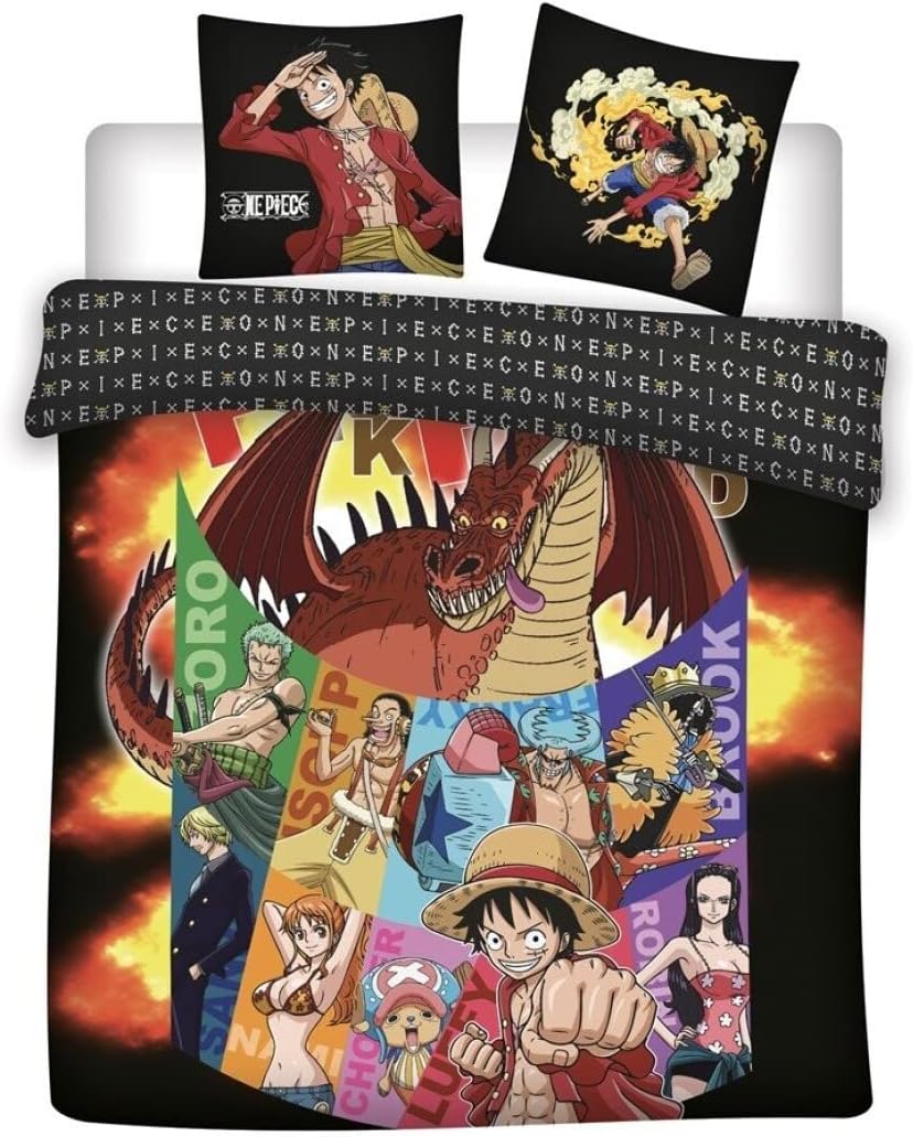 Parure de lit One Piece Punk Hazard 200x200 avec 2 taies 63x63 en 100% microfibre