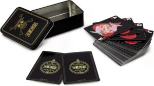 Jeu de 54 cartes One Piece avec boîte en métal embossée
