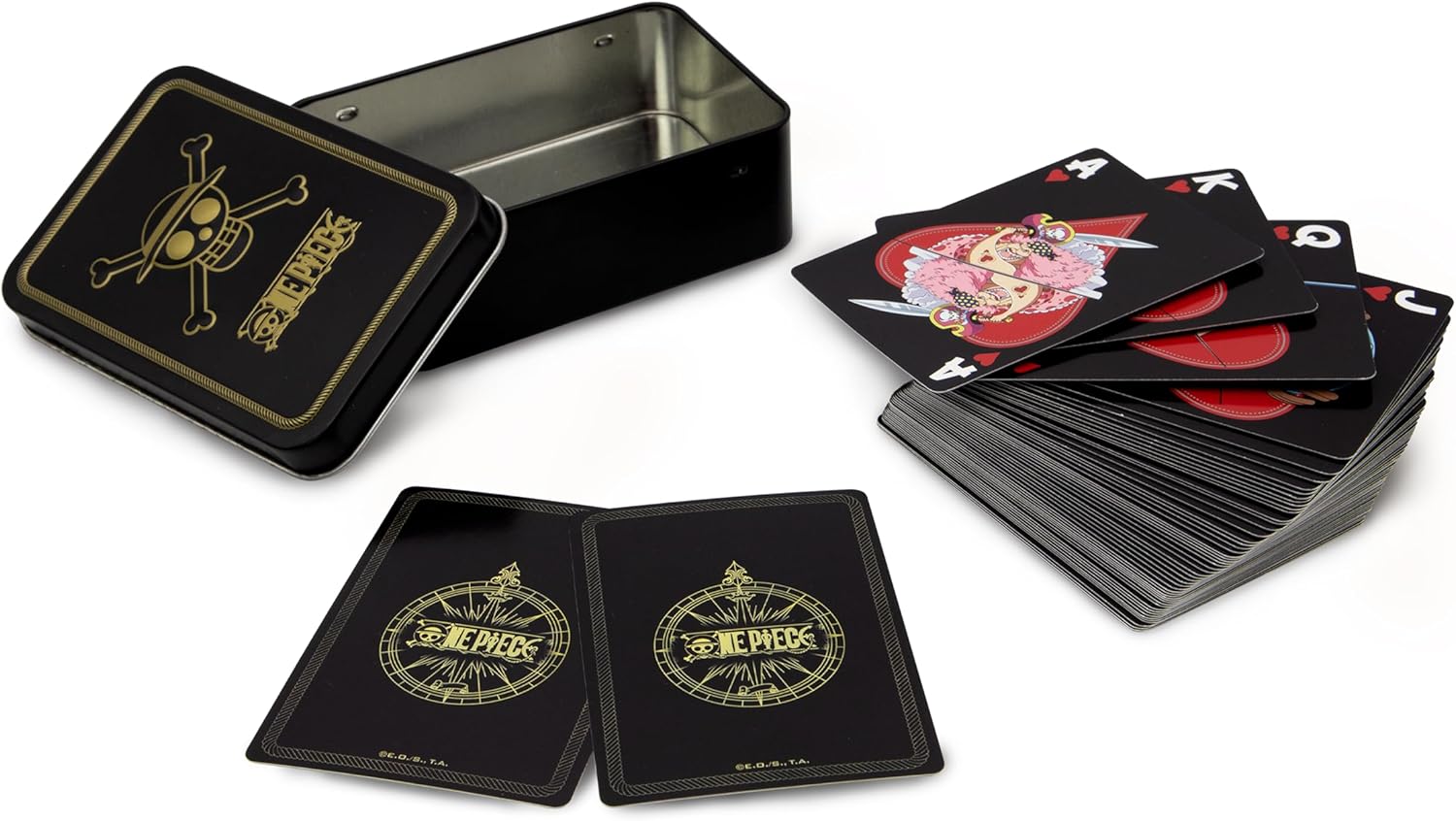 Jeu de 54 cartes One Piece avec boîte en métal embossée