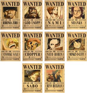 Posters Wanted One Piece lot de 10 en papier kraft