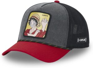 Casquette trucker One Piece Luffy homme gris/rouge
