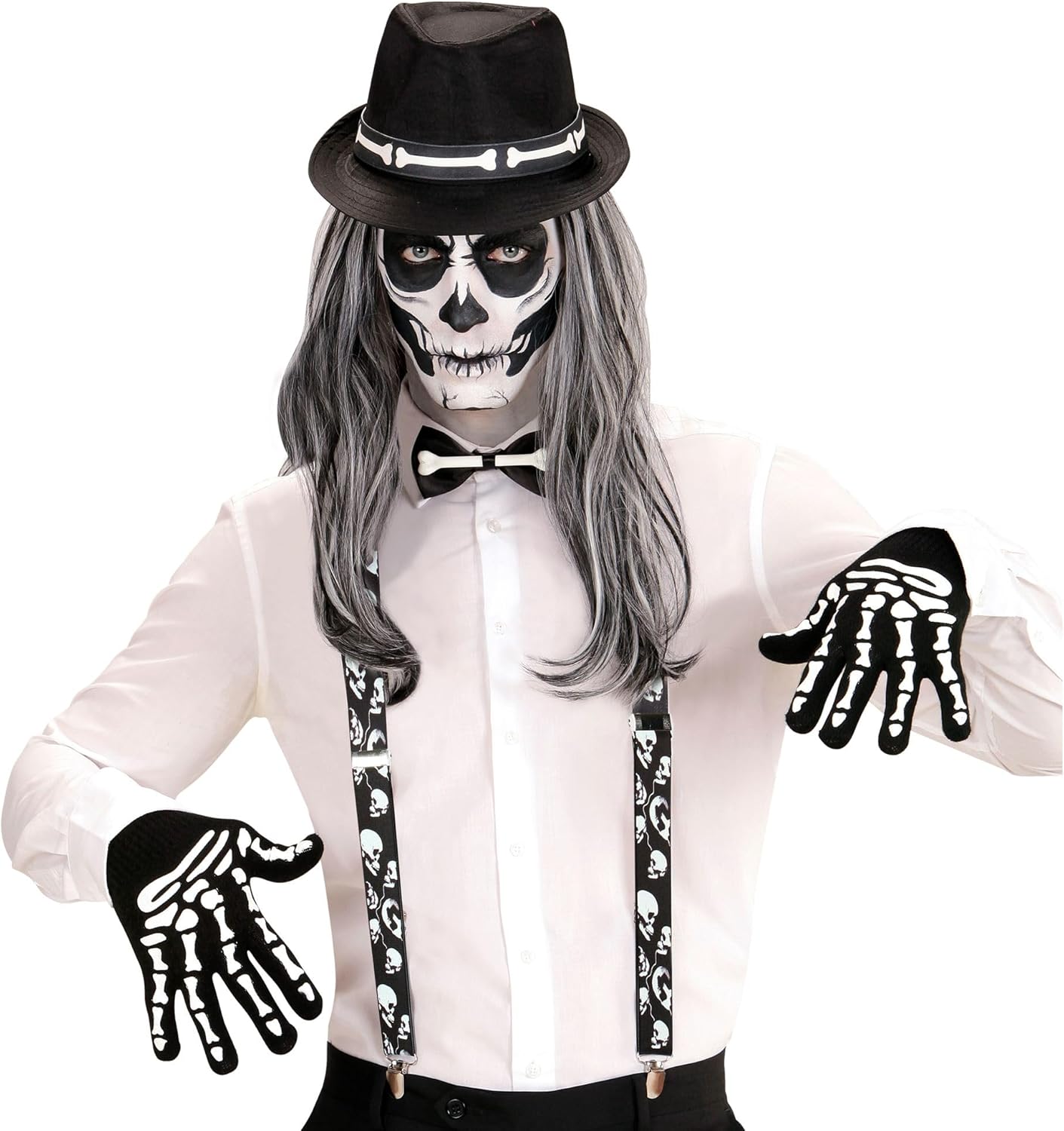 Bretelles réglables One Piece à têtes de mort blanc et noir – Image 3