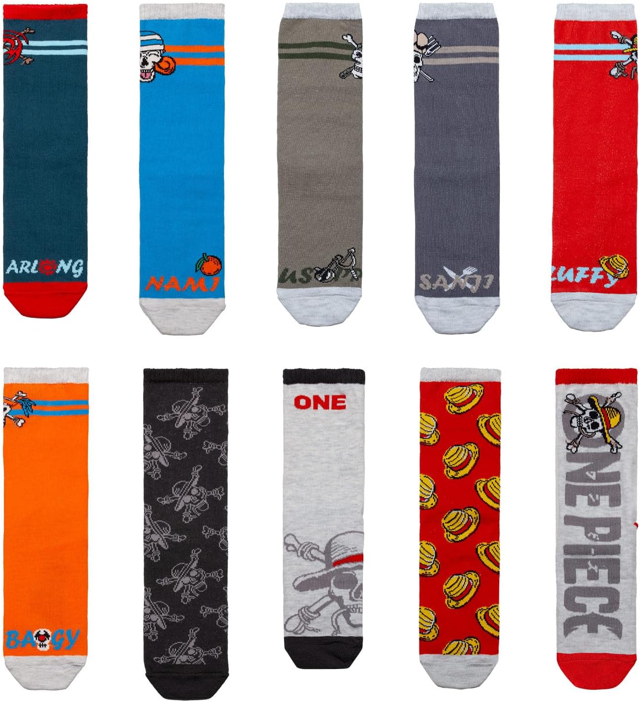 Chaussettes enfant One Piece Luffy en coton, lot de 10 paires – Image 2