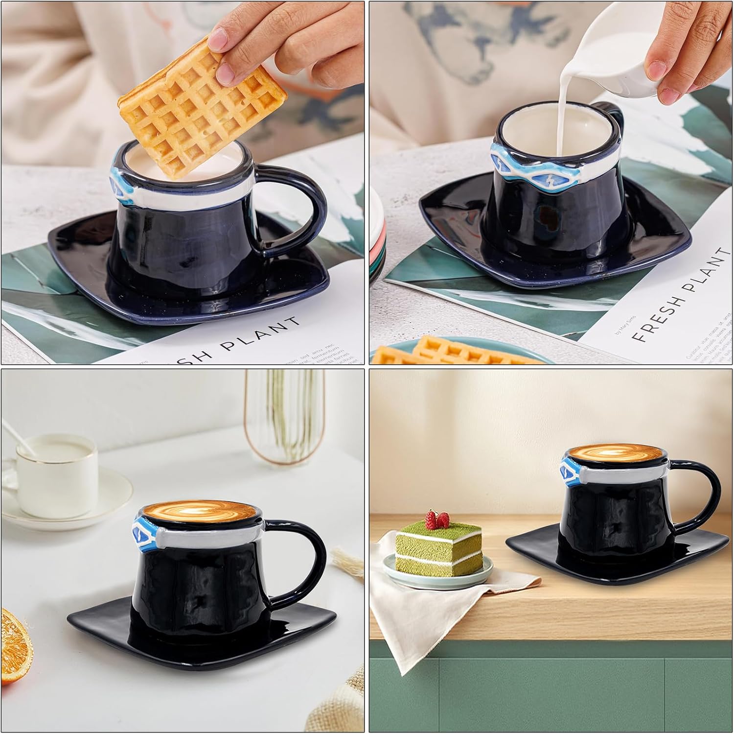 Tasse en céramique One Piece Sabo noire style chapeau – Image 4