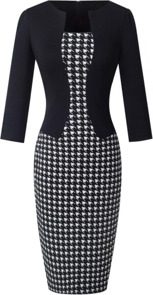Robe moulante One Piece color block femme manches 3/4 B237