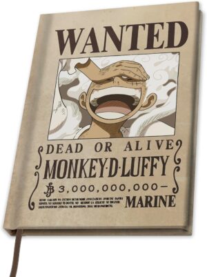 Carnet de notes One Piece Wanted Luffy indifférent en papier multicolore
