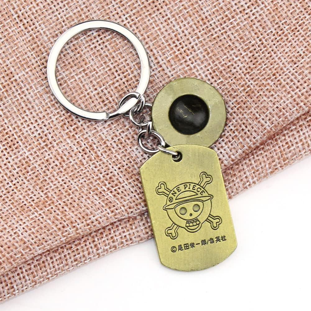 Porte-clés One Piece Luffy argenté en métal avec chapeau de paille 9 cm – Image 4