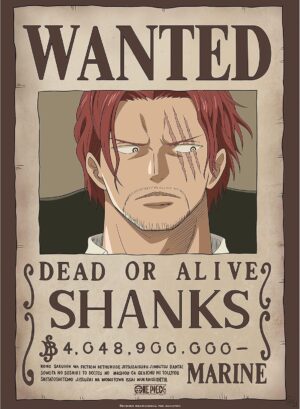 Poster Wanted Shanks le Roux ONE PIECE en Papier Laminé 52 x 38 cm