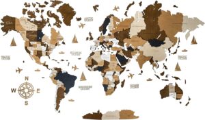 Carte du monde murale 3D en bois One Piece, contreplaqué de bouleau