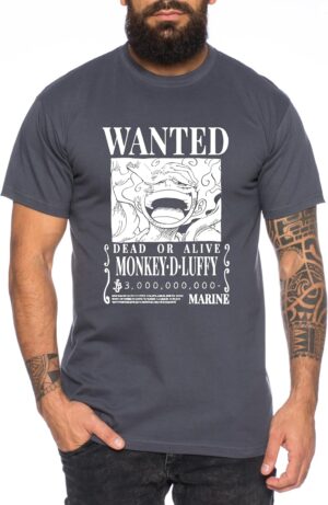 T-shirt homme One Piece Luffy Wanted 100 coton