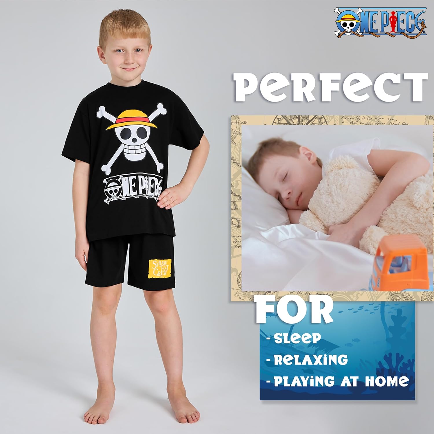 Pyjama garçon One Piece avec T-shirt et short – Image 4