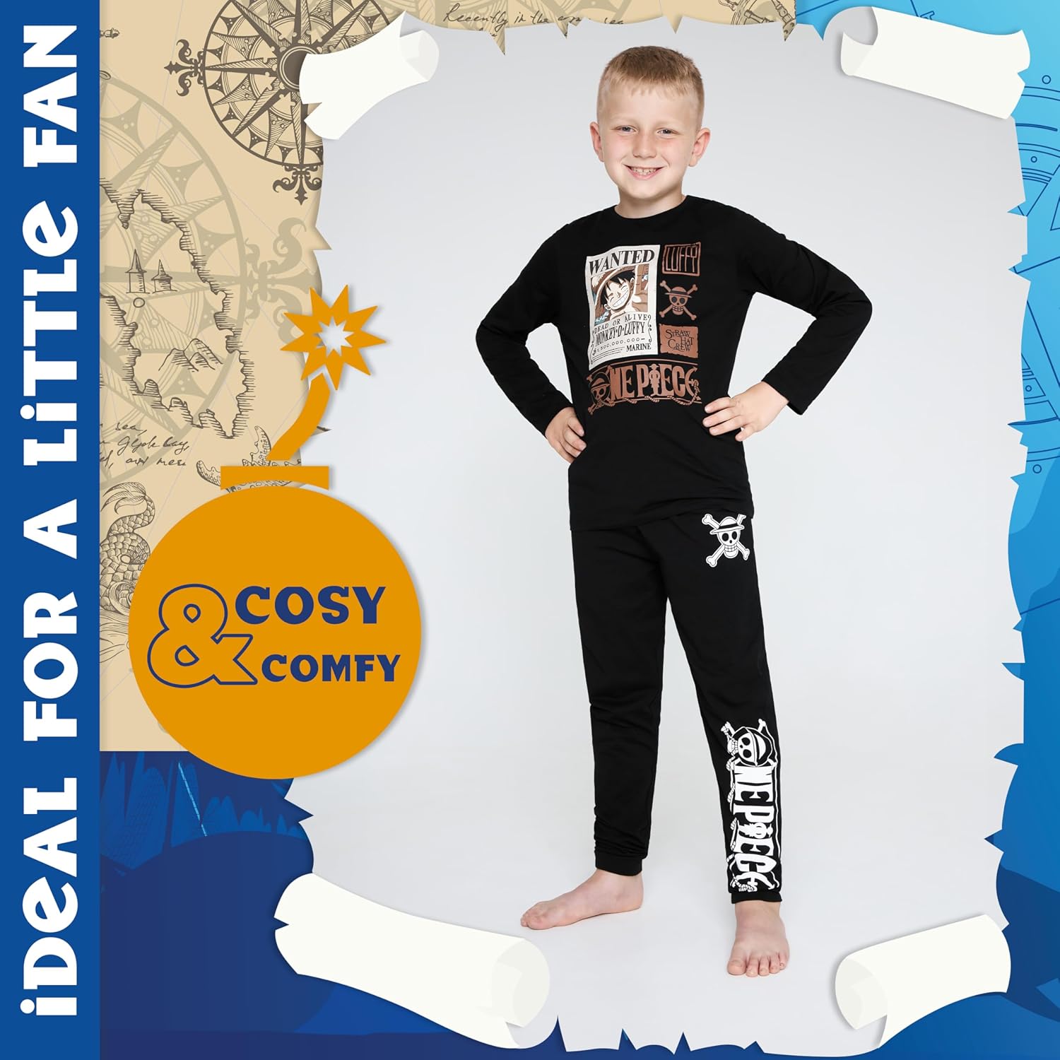 Ensemble pyjama garçon One Piece en coton, modèle long 7 à 14 ans – Image 2