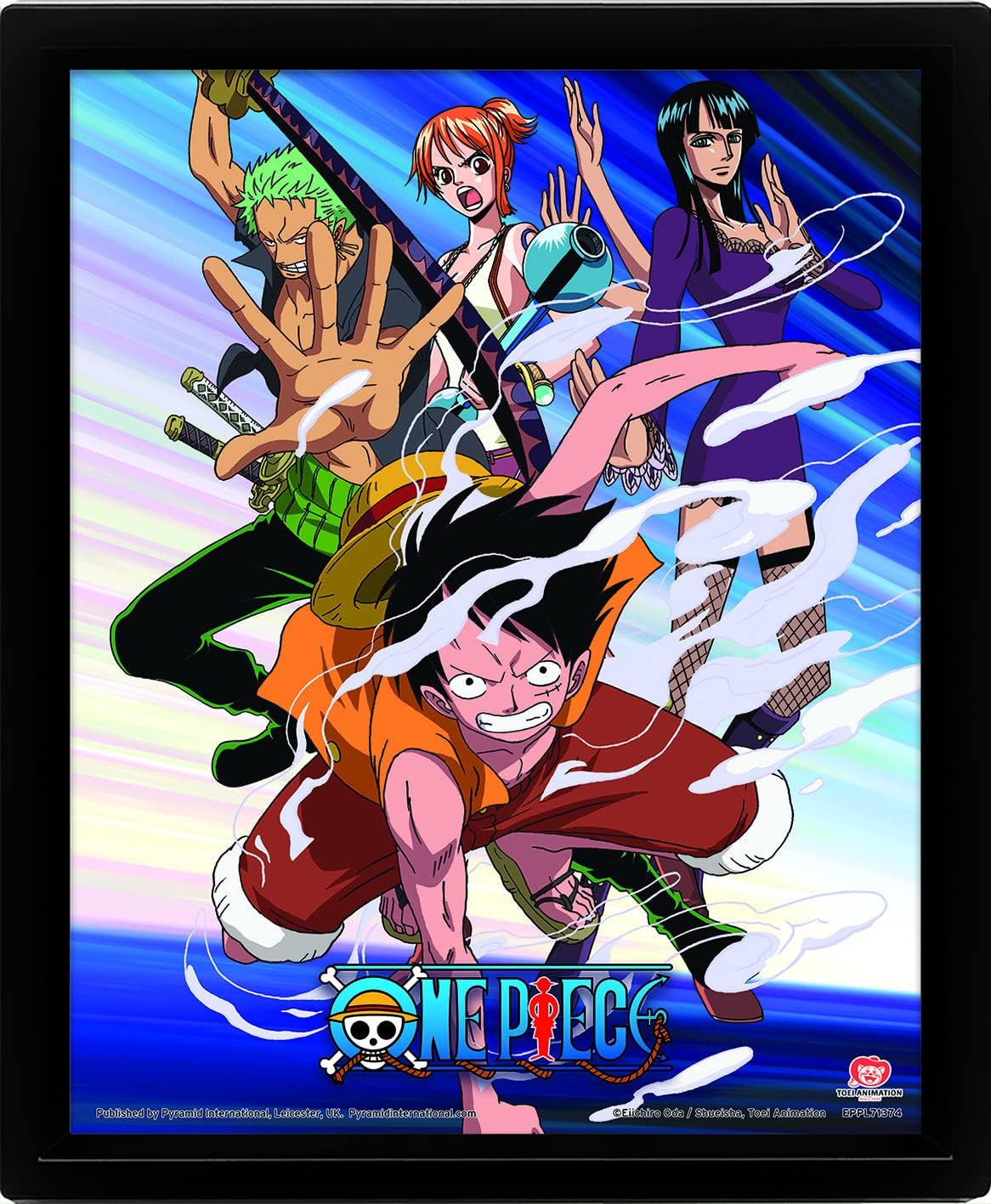 Cadre 3D One Piece Straw Hat Pirates, effet de mouvement 25,5 x 20,5 cm