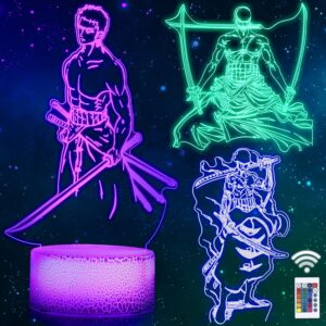 Veilleuse LED tactile illusion 3D 3 en 1 One Piece Roronoa Zoro