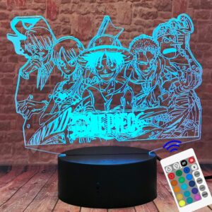 Veilleuse One Piece 3D LED avec télécommande 16 couleurs
