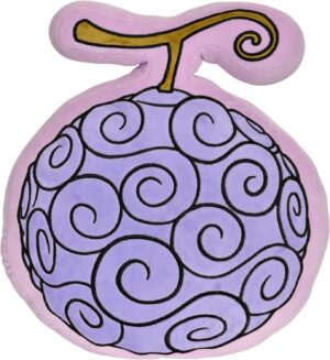 Coussin One Piece Gomu Gomu violet en design fruit du diable