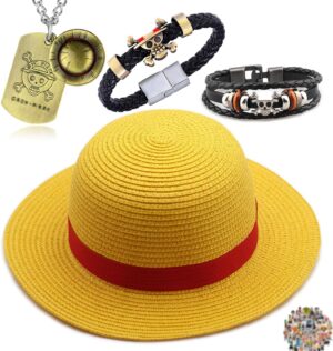 Set costume One Piece Luffy avec chapeau de paille et 24 pièces