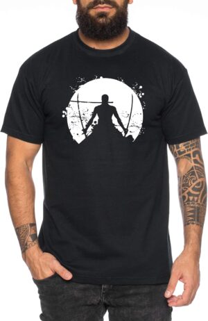 T-shirt One Piece noir Luffy et Zoro pour homme, taille normale