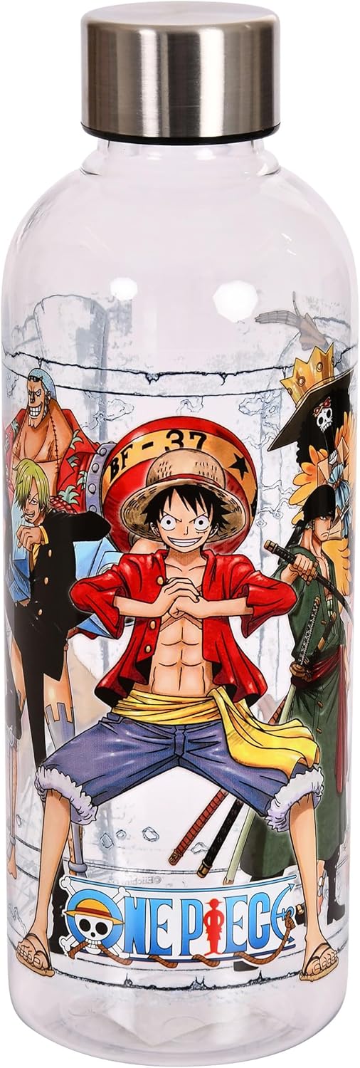 Bouteille d'eau One Piece 850 ml transparente avec Luffy et l'équipage