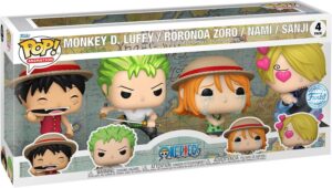 Figurines vinyle Zoro One Piece Funko Pop en pack de 4