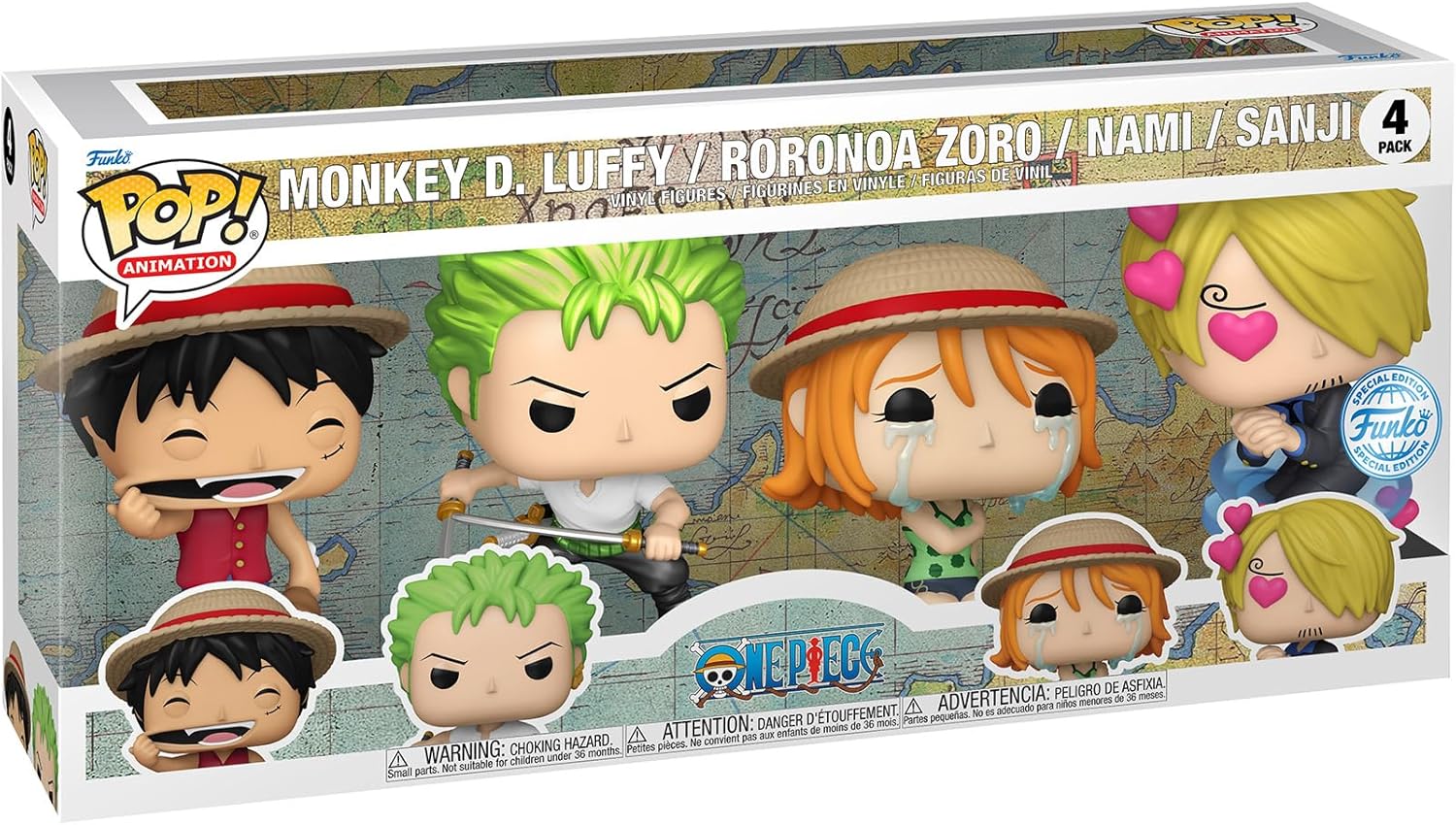 Figurines vinyle Zoro One Piece Funko Pop en pack de 4