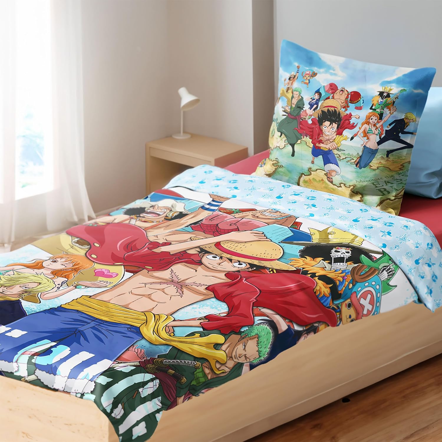 Parure de lit réversible One Piece Ruffy & Crew en coton – Image 4