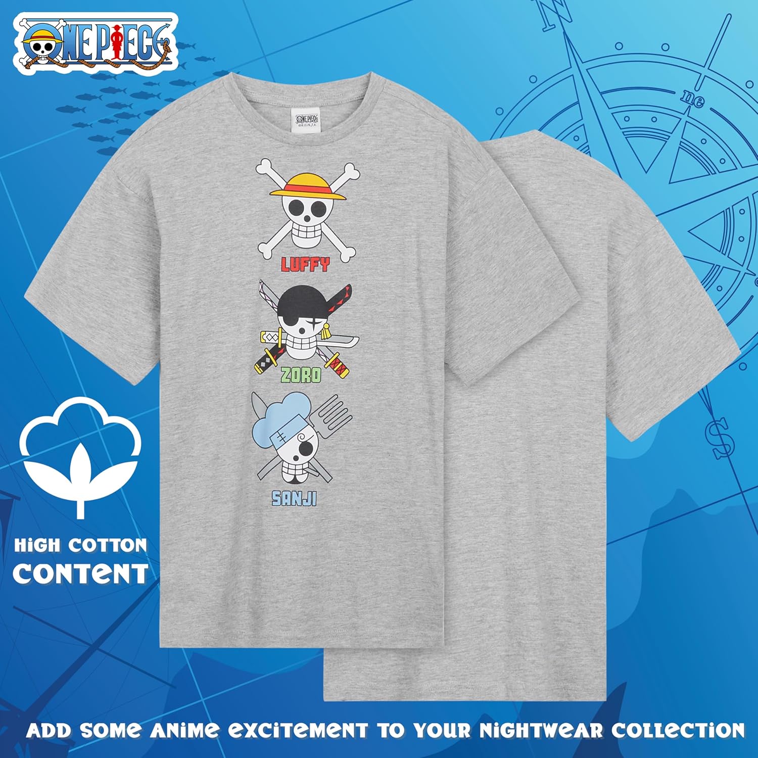 Pyjama court garçon One Piece avec t-shirt et short – Image 5