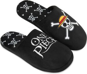 Chaussons homme One Piece en peluche pour intérieur, semelles antidérapantes