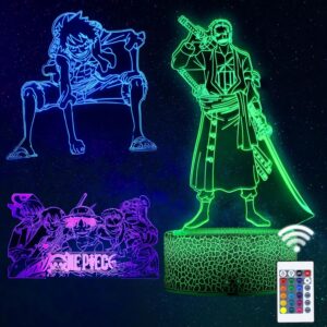 Lampe veilleuse 3 en 1 One Piece Luffy à illusion 3D LED tactile