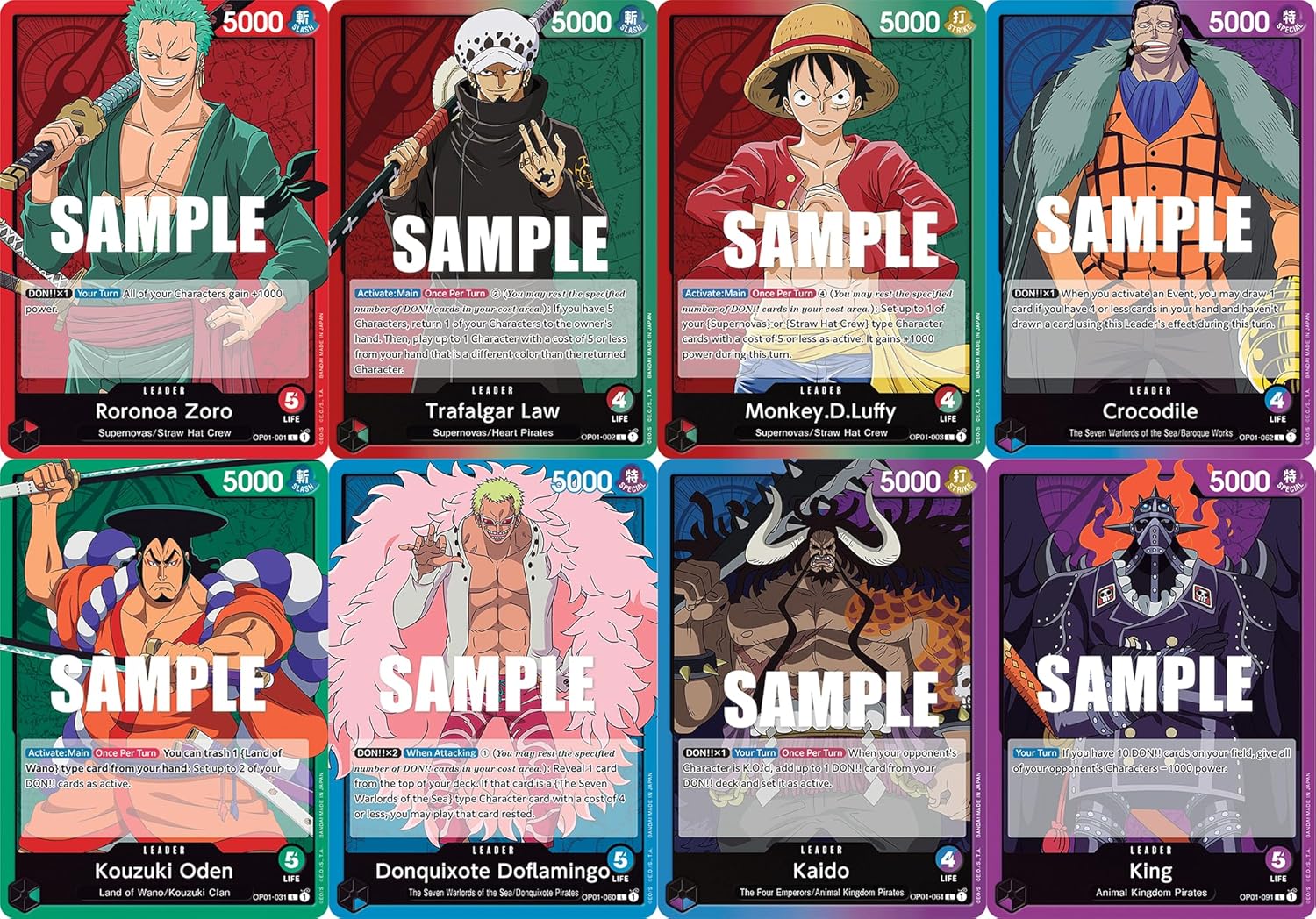 One Piece TCG Pack Leader anglais 50 cartes avec 5 rares holo