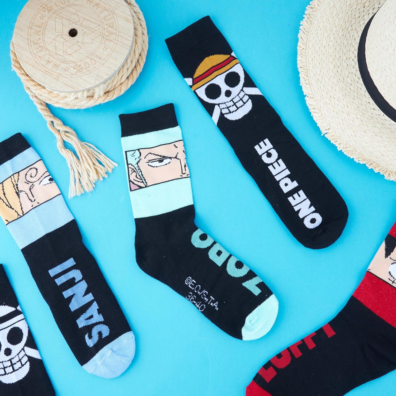 One Piece lot de 5 chaussettes mi-mollet noir Luffy homme et ado – Image 5