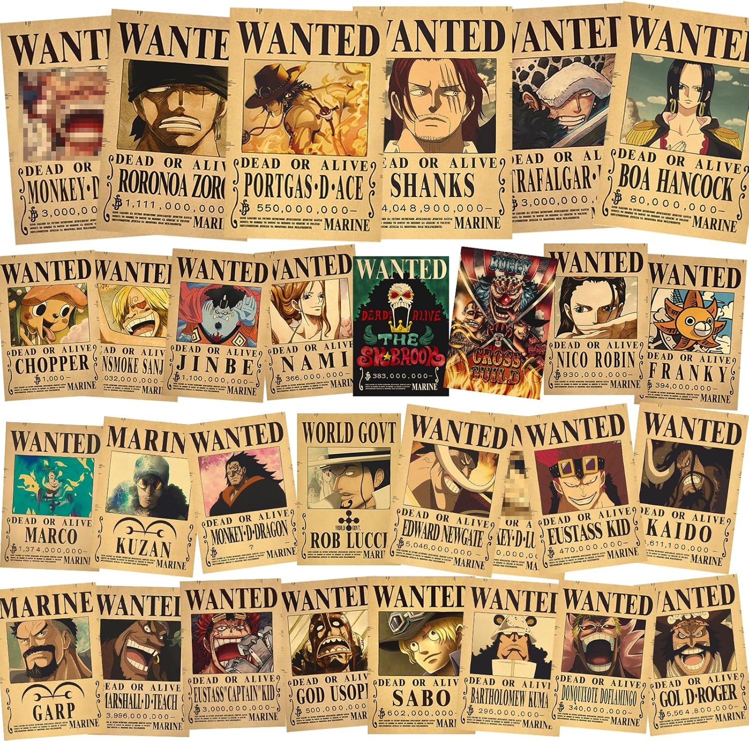 30 affiches One Piece Chapeau de Paille 28,5 x 19 cm
