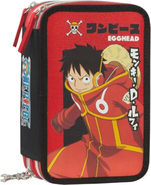 Trousse One Piece 3 compartiments avec set papeterie