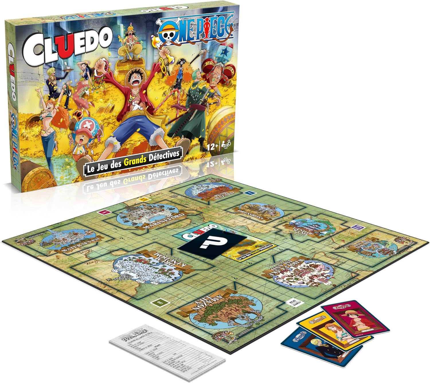 Cluedo français One Piece, jeu d'enquête famille 2 à 6 joueurs dès 12 ans