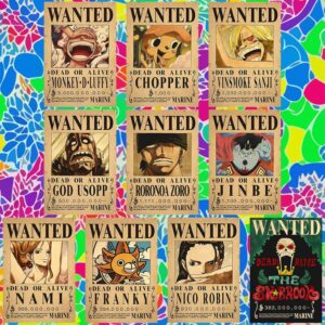 Lot de 10 affiches Wanted One Piece en papier kraft