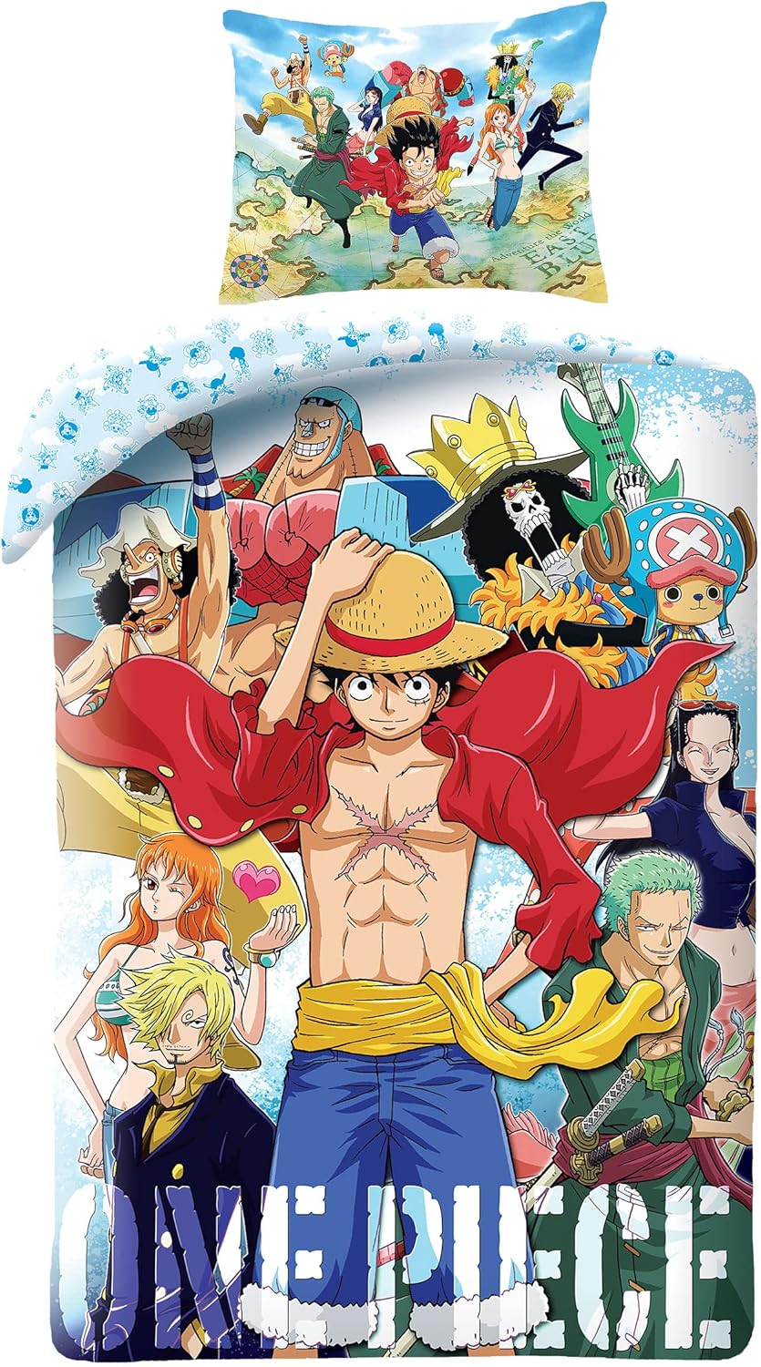 Parure de lit réversible One Piece Ruffy & Crew en coton