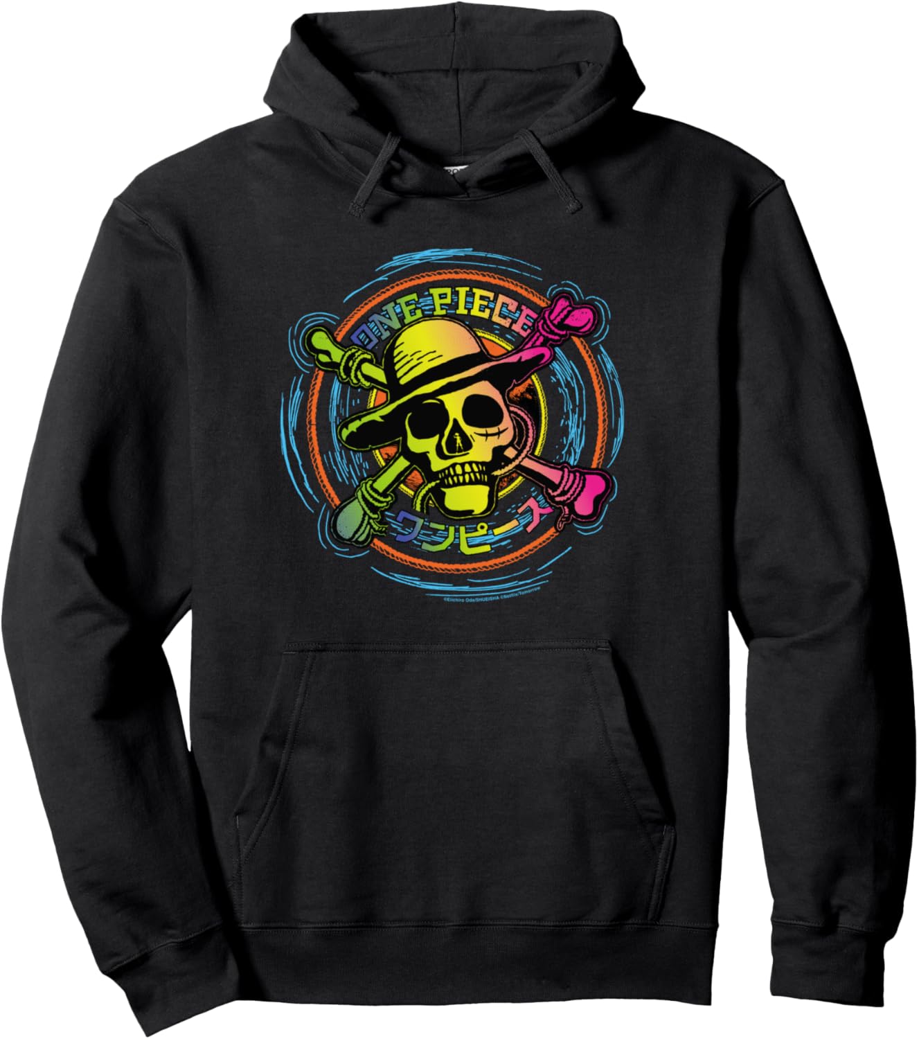 Sweat à capuche One Piece Monkey D. Luffy logo Kanji coloré
