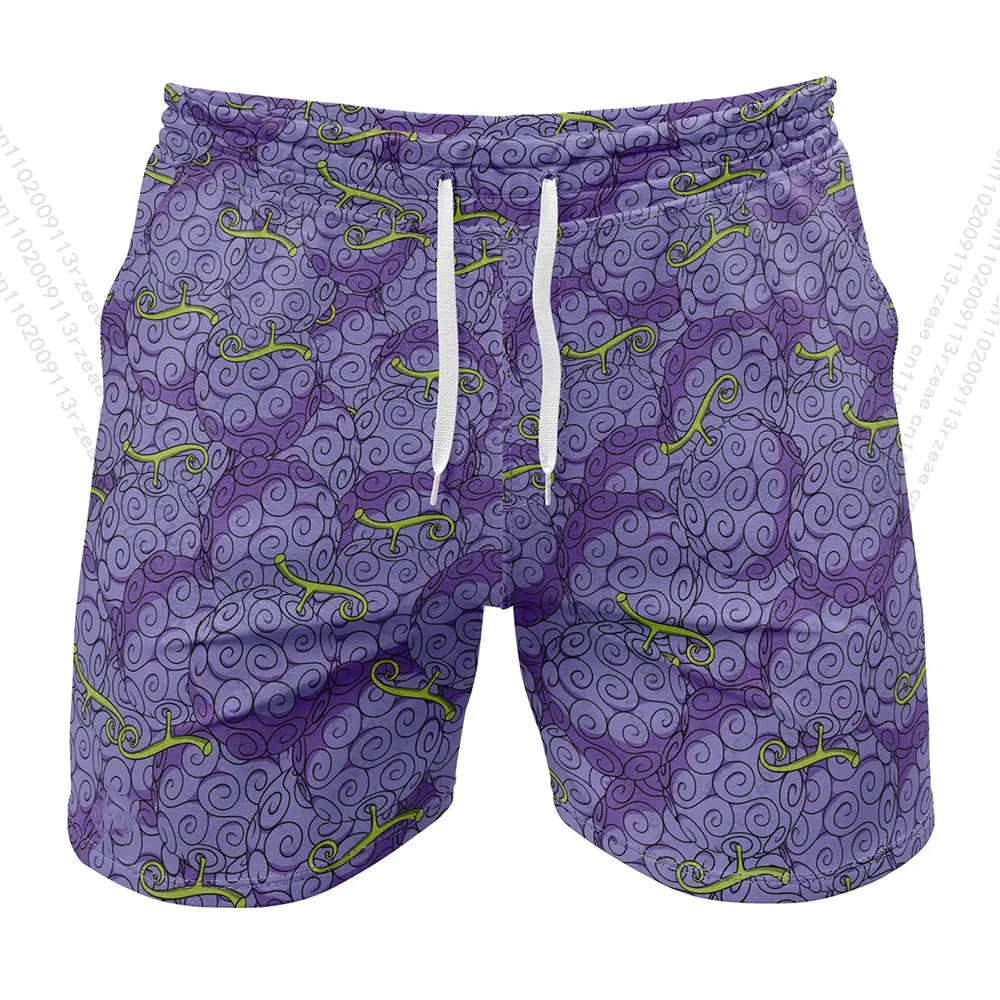 Maillot de Bain One Piece Short Imprimé Fruits du Démon Violet du XXS au XXXL