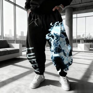 Pantalon de Jogging One Piece Aura Bleue Luffy Noir 3XL