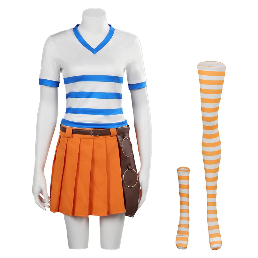 Costume Cosplay One Piece Nami Version Zou Jupe Orange – Image 2