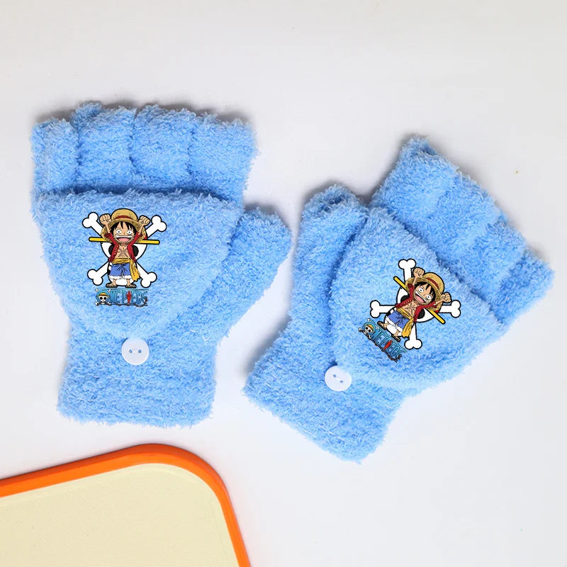 Gants One Piece Luffy Illustration Bleue
