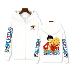 Sweat à Capuche One Piece Luffy Full Print Blanc du S au 4XL