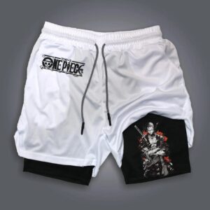 Short de Sport 2-en-1 One Piece Zoro Blanc M à XXXL