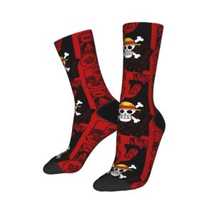 Chaussettes Hautes One Piece Jolly Roger Wanted Rouge