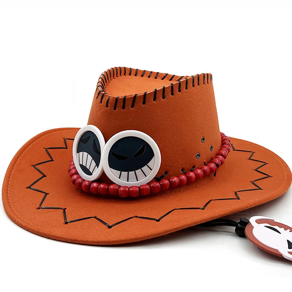 Chapeau Ace One Piece en feutre orange avec badges – Image 2