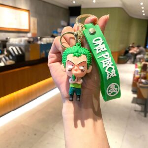 Porte-clés One Piece Zoro fond vert cartoon