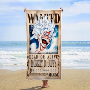Serviette de Plage One Piece Wanted Luffy Nika 100x180cm